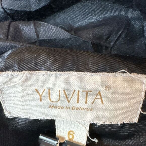 Yuvita Black Sleeveless Dress Belt Cowl Neck Crinkle Crepe Size 6 Langenlook - Picture 7 of 8